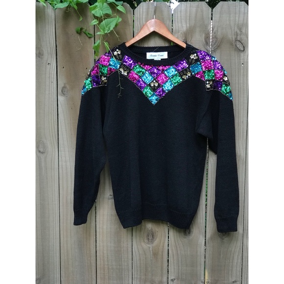 Vintage Sweaters - • Vintage • Bonnie Evans sequined sweater. Size S